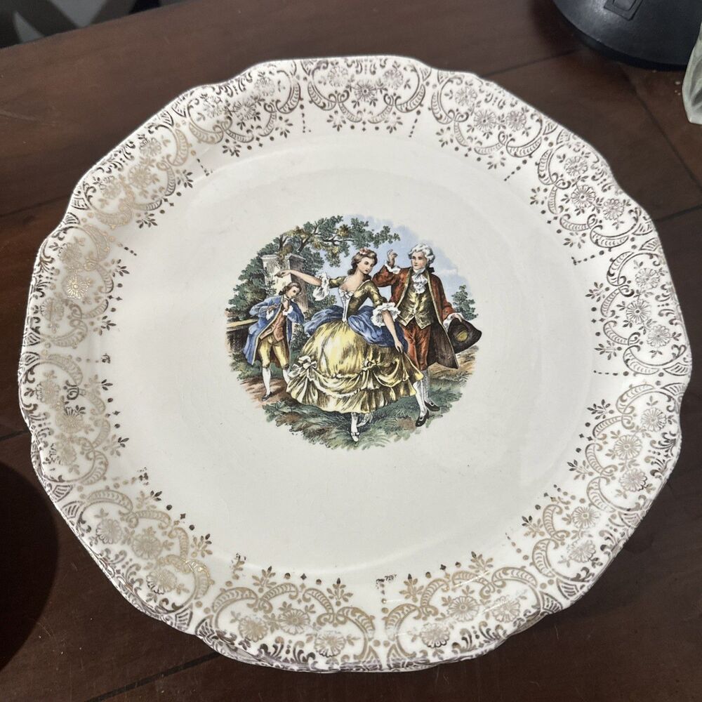 Vintage Set of 4 Sabin 22K Warranted 10 " Dancing Dinner Plate